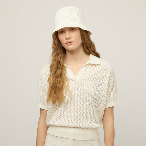 トップス second layer 23ss s/s open knit polo Tech Knit Open Collar Sweater Polo – Perry Ellis