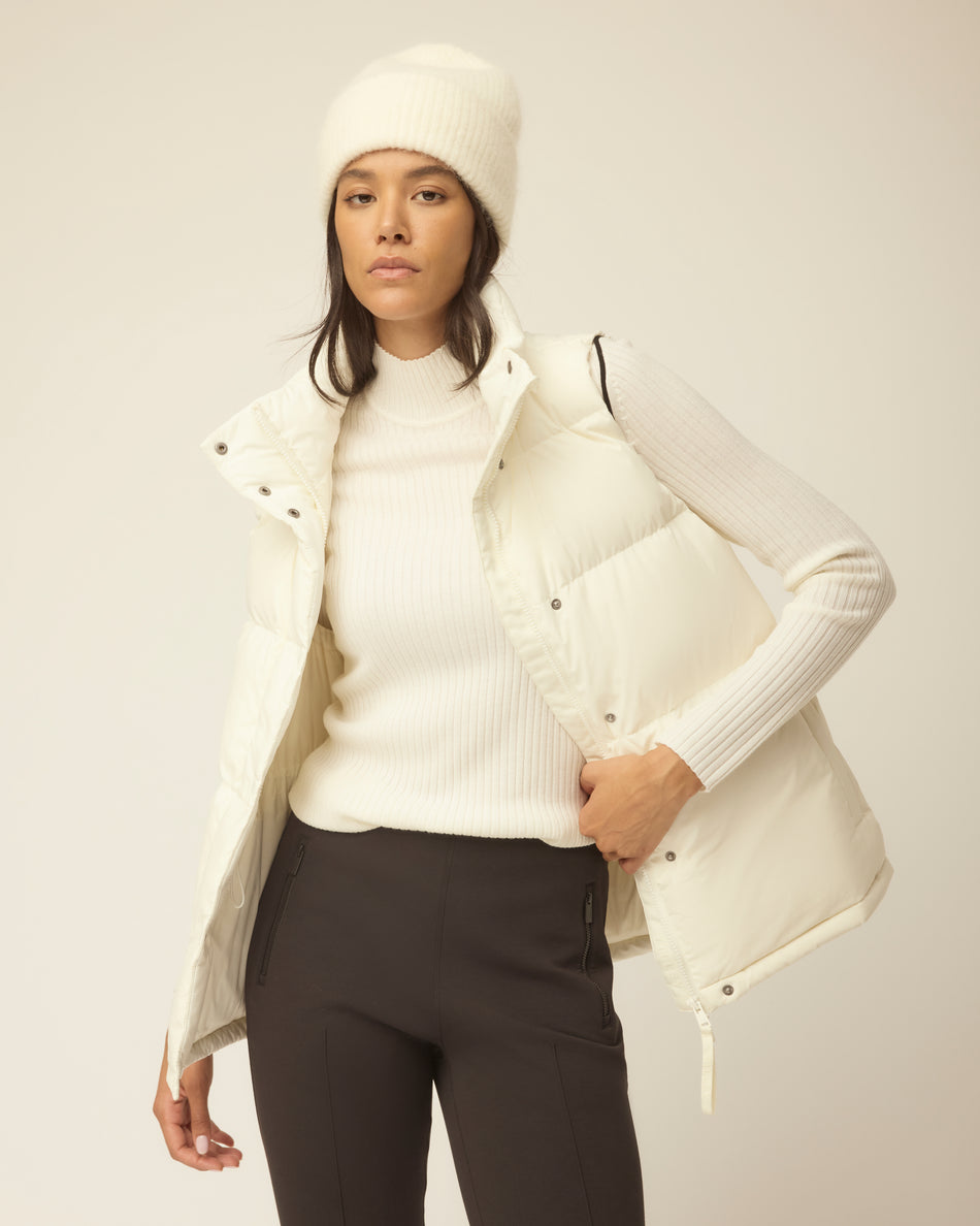 Model wearing the women's Thermashield Puffer Vest