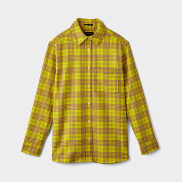 Cotton Flannel Shirt - Yellow/black plaid - Men